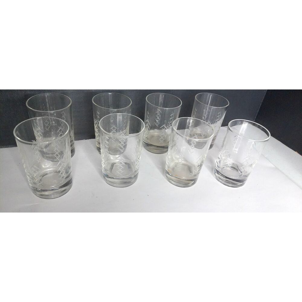Vintage Javit Rain Cut Crystal Juice Glasses Set of 8 - Picture 5 of 6